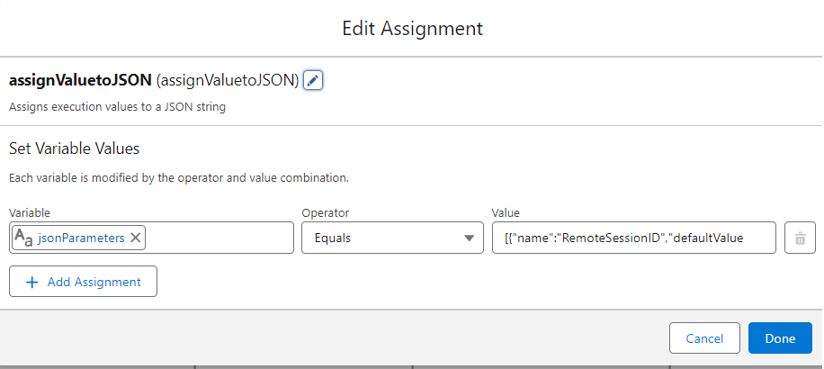 JSON String assignment